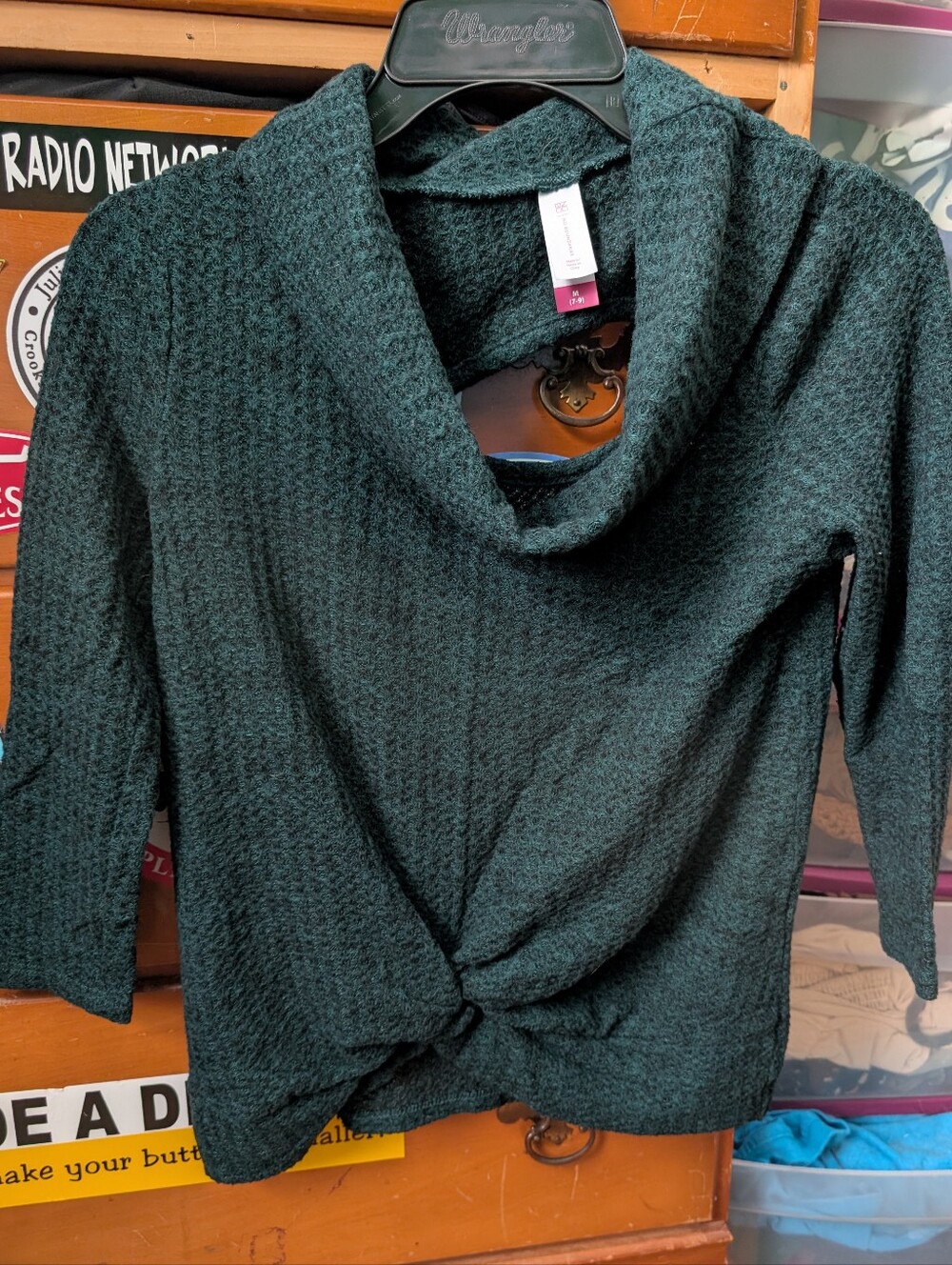 Cowl Neck Sweater W/Back Cutout And Tie Knot Front!!